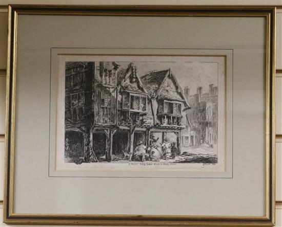 G. Cuitt - three dry point etchings of Chester and Renis Flanders, two signed prints of Sandhurst (5)